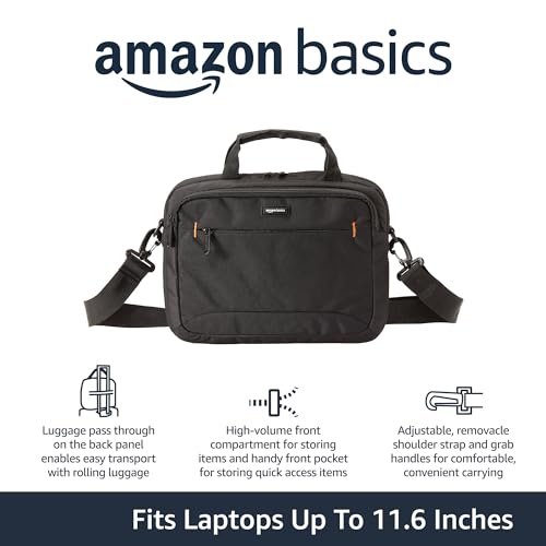 Amazon Basics 11.6-Inch Laptop and iPad Tablet Shoulder Bag Carrying Case, Black