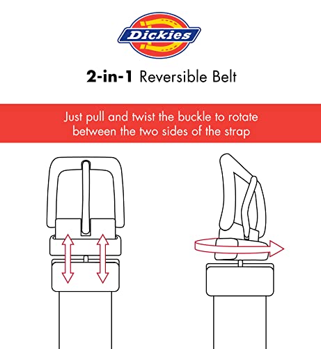 Dickies Men's Reversible Belt, Black/Black, Small (30-32)