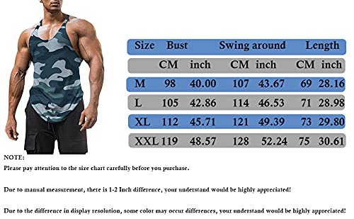 Men's Cotton Workout Tank Tops Dry Fit Gym Bodybuilding Training Fitness Sleeveless Muscle T Shirts (White, Large)