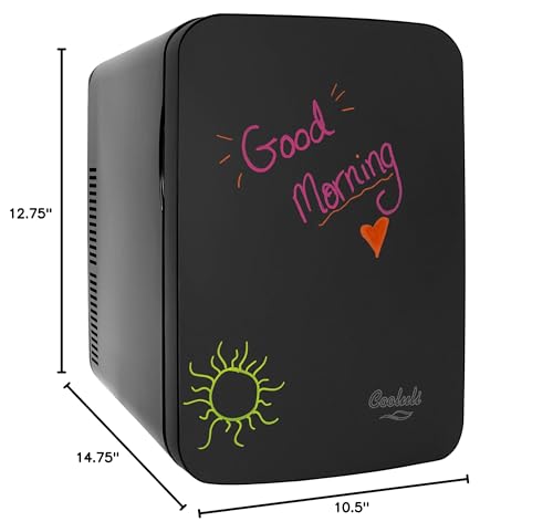 Cooluli 15L Mini Fridge with Magnetic Blackboard - Portable Small Refrigerator for Travel, Car & Office, V15LE2BK