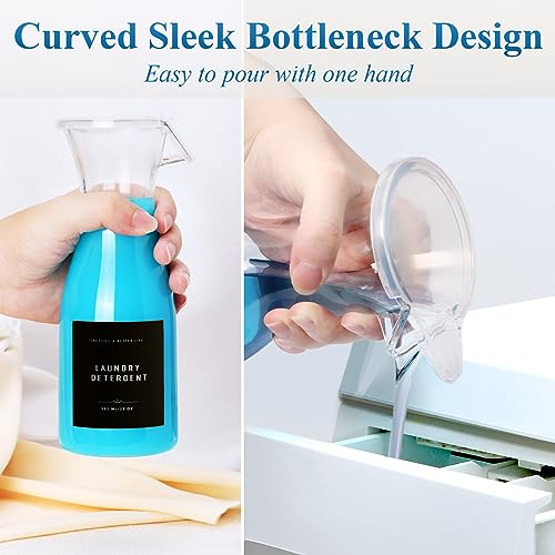GIXSEGIE Laundry Detergent Dispenser Bottle 20oz with Waterproof Label for Laundry Detergent Soap Fabric Softener Bleach Scent Booster Beads, Sturdy PET Bottle for Laundry Room Decor 2 Pack Black