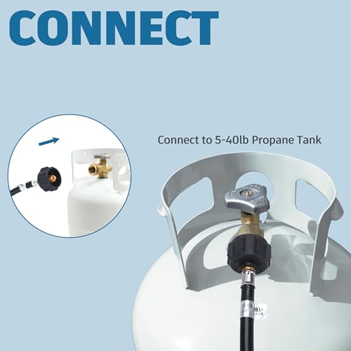 GasSaf 12inch RV Pigtail Propane Hose QCC1 Connector with Acme Nut and a 1/4'' Inverted Male Flare.(2 PCS)