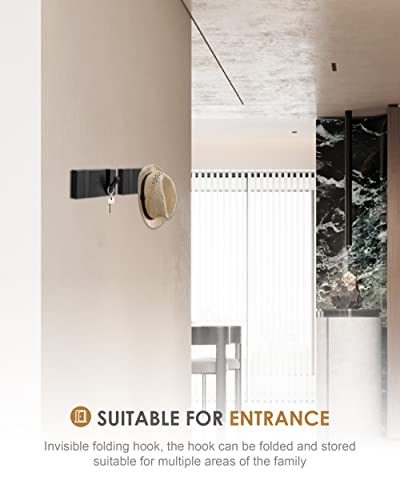 2 Pack,Waterproof Black Towel Hooks,Foldable Towel Hooks for Bathrooms,Modern Coat Hooks,Black Robe Hooks,Bathroom Modern Hooks,Free Perforated,Bathroom Towel Hooks,Towel Door Hooks,Also for Kitchen.