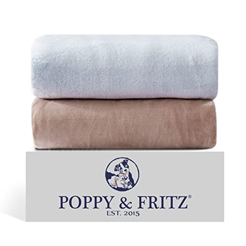Poppy & Fritz Ultra Soft Plush Fleece Reversible Bedding, Lightweight Home Decor for All Seasons Blanket, Twin, Solid Beige