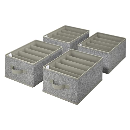 GRANNY SAYS Pants Jeans Organizer for Closet, Wardrobe Clothes Organizer, Clothes Drawer Organizers, Clothing Storage for Tshirts, Pants, Sweaters, Gray, 4-Pack