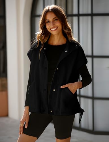 Yeokou Women's Fleece Vest Casual Sleeveless Button Down Winter Warm Sherpa Jacket with Pockets(ArmyGreen-S)