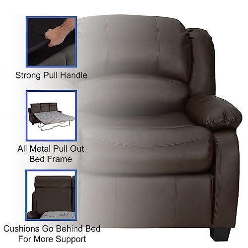 RecPro Charles Collection | 80" RV Hide A Bed Loveseat | Memory Foam Mattress | RV Sleeper Sofa | Pull Out Couch | RV Furniture | RV Loveseat | RV Living Room (Slideout) Furniture | Chestnut