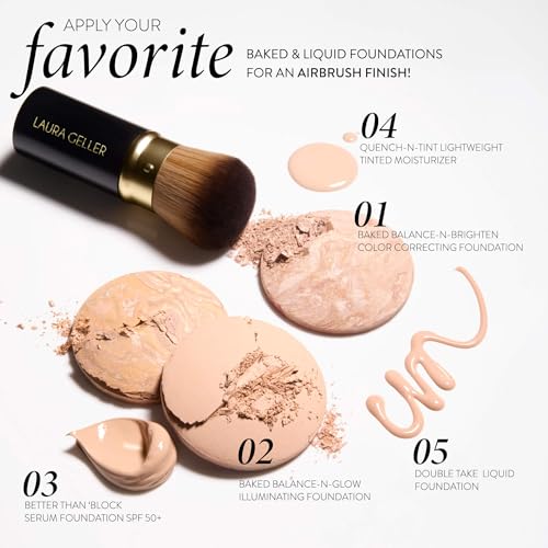LAURA GELLER NEW YORK The Wonder Brush, Makeup Brush with Wooden Handle, Apply The Wonder Balm, Cream & Liquid Blush, Even Application and Blending
