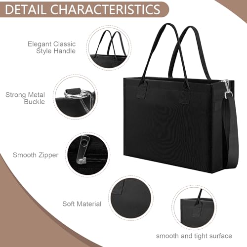 ONEGenug Large Canvas Tote Bag for Women with Multi Pockets, Women's Tote Handbags, Laptop Crossbody Bag with Zipper for Work Travel