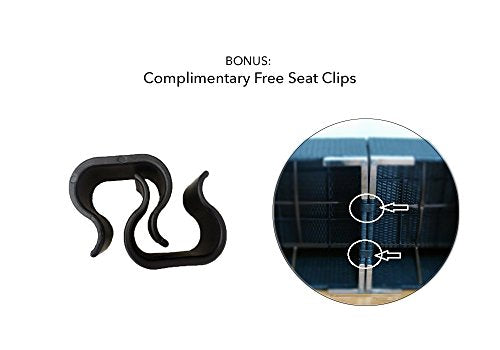 Ohana 7-Piece Outdoor Patio Furniture Sectional Conversation Set, Black Wicker with Blue Cushions - No Assembly with Free Patio Cover