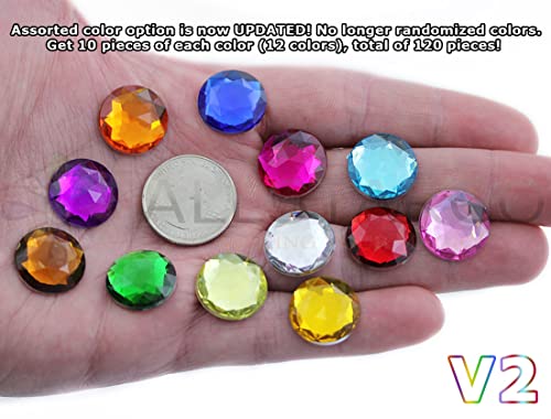 Allstarco 18mm Flat Back Round Acrylic Rhinestones Jewels Plastic Gems Embelishments for Cosplay/Costumes Jewelry Making - 30 Pieces (Opal A43AB)