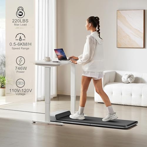 WalkingPad Folding Treadmill, Ultra Slim Foldable Treadmill Smart Fold Walking Pad Portable Safety Non Holder Gym and Running Device P1 Grey 0.5-3.75MPH