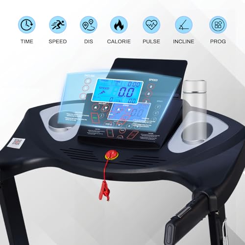 HUAGEED Treadmill with Auto Incline, Incline Treadmills with 15% Incline, 0.5-10 MPH Speed, Bluetooth APP Speaker, 18" Wide Belt, 300lbs Foldable Compact Running Treadmill for Home,15 Programs 3 HP