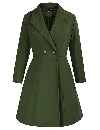 Hanna Nikole Women Winter Wool Coat Plus Size Lapel Collar Classic Lightweight Overcoat Navy Blue 16W
