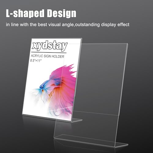 xydstay 3 pack 8.5x11 Acrylic Sign Holder for Picture Frames, L Shape Clear Plastic, Plastic Sign Holder,Menu Holder, Unbreakable Table Sign Holder for Restaurant, Office, School, Store and Home Use
