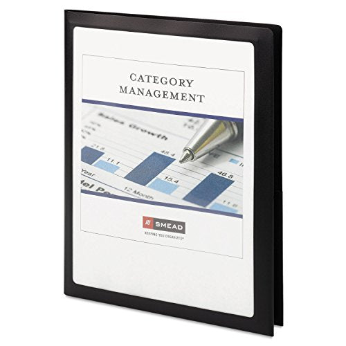 Smead Frame View Poly Two-Pocket Folder, Letter Size, Black, 5 Per Pack (87705) (Pack of 1)
