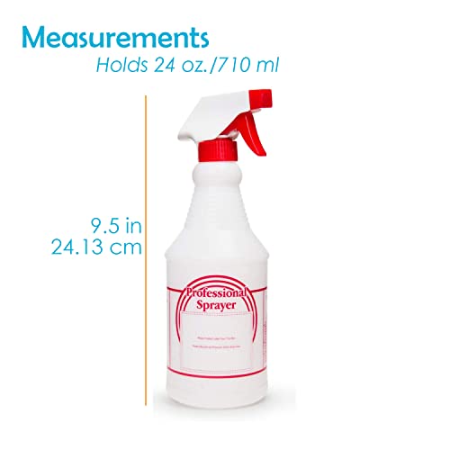 Spray Bottles, Empty Sprayer Bottle, Heavy Duty Cleaning Nozzle, 24oz, 3 Pack, Plastic, Industrial, Professional, Refillable, for Water, Alcohol, Bleach, Detailing, All Purpose Cleaner, Houseables