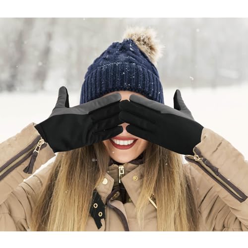 OZERO Winter Gloves for Women - Touchscreen Anti-Slip Palm Windproof Thermal Cycling Glove for Texting Hiking Driving Running (Small)