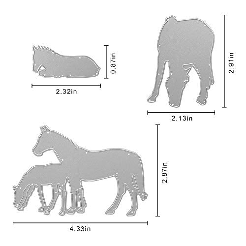 Metal Four Horses Eat Grass Cutting Dies,4PCS Horses Die Cuts Embossing Stencils Template Mould for Card Scrapbooking and DIY Craft