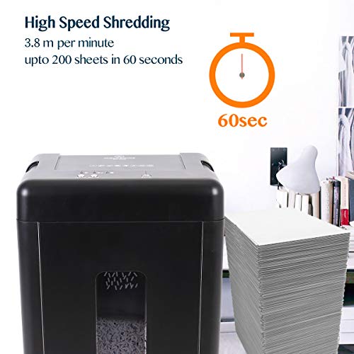 WOLVERINE 15-Sheet Super Micro Cut High Security Level P-5 Heavy Duty Paper/CD/Card Shredder for Home Office, Ultra Quiet by Manganese-Steel Cutter and 8 Gallons Pullout Waste Bin SD9520 (Black ETL)
