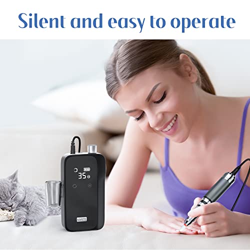 KARITE Nail Drill for Acrylic Nails Professional, 35000RPM Portable Nail File, Electric Nail Drill Machine 24H Working Time, Coreless Motor and 12 Bits, for Nail Art Manicure Pedicure, Low Noise