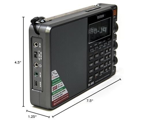 Tecsun PL880 Portable Digital PLL Dual Conversion AM/FM, Longwave & Shortwave Radio with SSB (Single Side Band) Reception, Color Silver