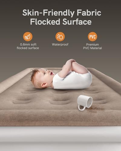 NatraCalm Twin Air Mattress with Built in Pump, Blow up Mattress in Fast Self-Inflation/Deflation, Foldable Inflatable Mattress for Camping & Home, Portable Waterproof Airbed, colchon inflable
