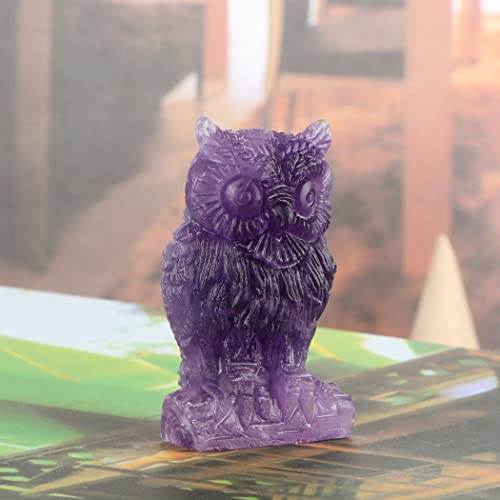 Artistone Amethyst Crystals Owl Statue 2.0 inch Carved Animals Owl Figurines Pocket Gemstone Sculpture Reiki Healing Stones for Home Bookshelf Office Decoration