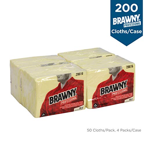 Brawny Yellow 1/8 Fold Disposable Dusting Cloth by GP PRO (Georgia-Pacific), 24" Length x 17" Width, 29616 (Case of 4 Packs, 50 Cloths per Pack)