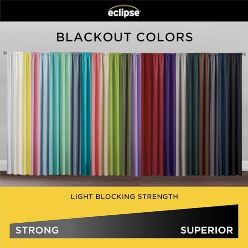 Eclipse Kendall Solid Textured Blackout Thermal Insulated Lining Grommet Window Curtain for Bedroom (1 Panel), 42 in x 84 in, Black