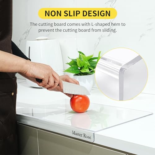 (2 PC) Acrylic Cutting Boards for Kitchen Counter with Lip, 2024 NEW Non-Slip 24"x18" Long Displays, clear acrylic cutting boards for kitchen counter Birthday Gifts for Mom (2 PC)