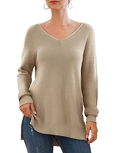 GRECERELLE Women's Fall and Winter Long Sleeve Side Split Loose Casual Pullover Tunic Tops Royal Blue-Small