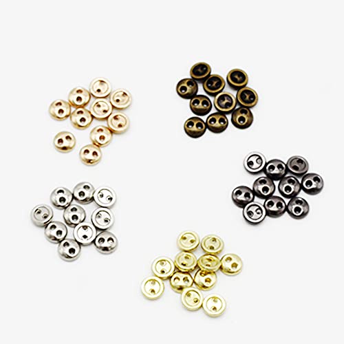 50 PCS 2 Hole Mini Metal Round Buttons Small Bread Buttons for Doll Clothes Bag Deoration Sewing Craft (Bronze, 3mm)
