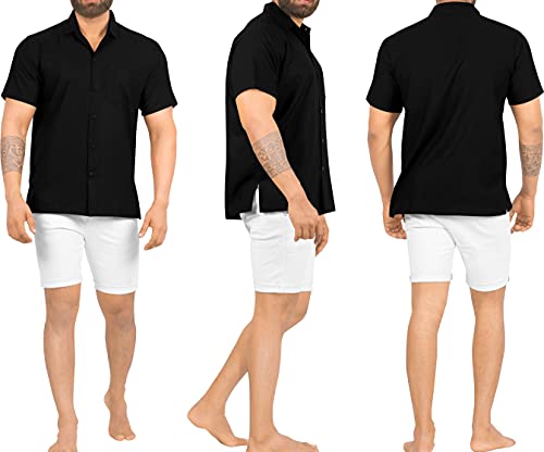 HAPPY BAY Men's Short Sleeve Button Down Summer Solid Shirts Casual Camp Vacation Shirt for Men Beach Business Work Shirt Tees with Pocket 7XL Mustard Plain