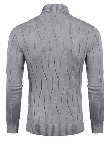 COOFANDY Men's Slim Fit Turtleneck Sweater Casual Knitted Pullover Sweaters Red