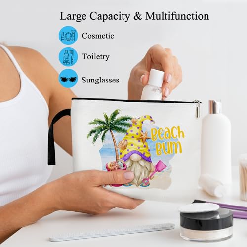 Summer Beach Makeup Bag for Women, Beach Life Lemon Make Up Bag Zipper Cosmetic Travel Toiletry Pouch, Summer Travel Holiday Gifts Vacation Gifts for Women Mom Sister Bestie Organizer Purse -13