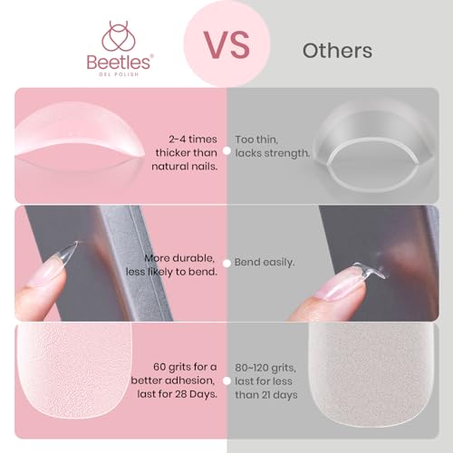 Beetles Gel Nail Tips Long Coffin Pre-Etched Nail Tips, 12 Sizes 288Pcs Pre Shaped Clear Gel Nail Tips Full Cover False Nail Tips Acrylic Glue on Nails Extension Fake Nails Manicure Gifts for Women