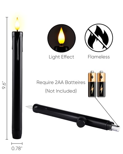 Homemory 3 Pcs Flameless Taper Candles with Remote Timer Dimmer, 9.6" White Flickering Candlesticks Battery Operated, Realistic Plastic LED Candles for Fireplace Wedding Seasonal Indoor Decorations
