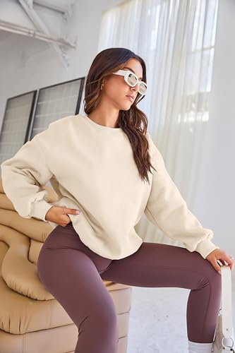 EFAN Womens Fashion 2024 Fall Outfits Oversized Sweatshirts CrewNeck Sweater Pullover Hoodies y2k Teen Girls Clothes Grey L