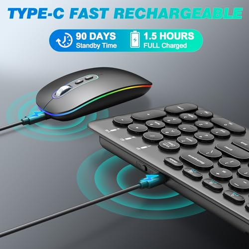 cimetech Bluetooth Keyboard and Mouse, Rechargeable Dual-Mode (Bluetooth 5.1 + USB) Wireless Keyboard and Mouse Combo, Ultra-Slim Multi-Device Keyboard for Mac, iPad, Computer, PC, Windows - Black