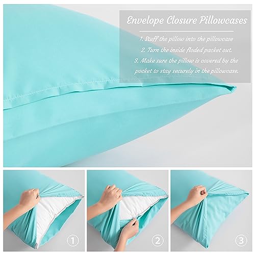 NTBAY Standard Pillow Cases Set of 2, 2 Pack Brushed Microfiber 20x26 Pillow Cases, Soft, Wrinkle, Fade, Stain Resistant Light Grey Pillow Cases with Envelope Closure, 20x26 Inches, Light Grey