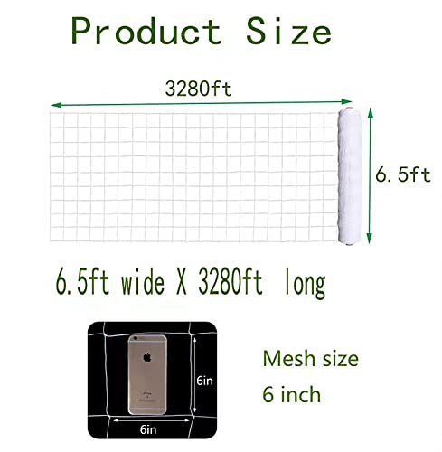 mychoiii Professional Garden Trellis Netting Bulk Roll - 6.5ft x 3280ft Heavy-Duty Garden Netting for Climbing Plants,Garden Melons Vegetables, Grape Racks, Hydroponic