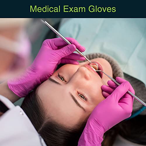 Fuchsia Hot Pink Nitrile Disposable Gloves - 50 Count - 3 Mil Nitrile Gloves Small - Powder and Latex Free Rubber Gloves - Surgical Medical Exam Gloves - Food Safe Cooking Gloves