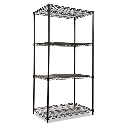Alera ALE Industrial Heavy-Duty Wire Shelving Starter Kit, 4-Shelf, 36w x 24d x 72h, Black