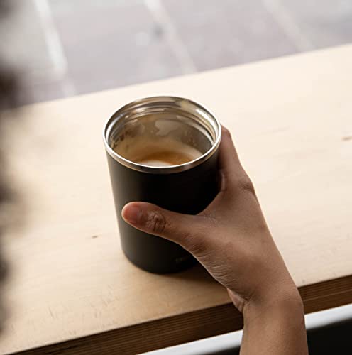 Greens Steel Insulated Coffee Mug Reusable – 350 ml, Black I Thermos Cup with Handle Lid I Stainless Steel Hot Cold Drinks Waterproof Tea Coffee Ice Drink
