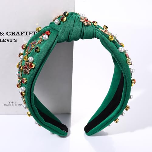 boderier Christmas Headbands for Women Silver Rhinestone Snowflake Headband Crystal Wide Knotted Headband Xmas Holiday Hair Accessories Gifts (Silver Rhinestone Snowflake)