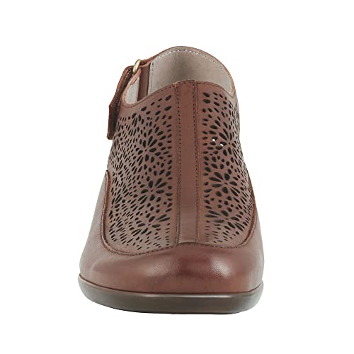 Easy Spirit Women's Dawn Clog, Medium Brown Leather, 7.5 Narrow