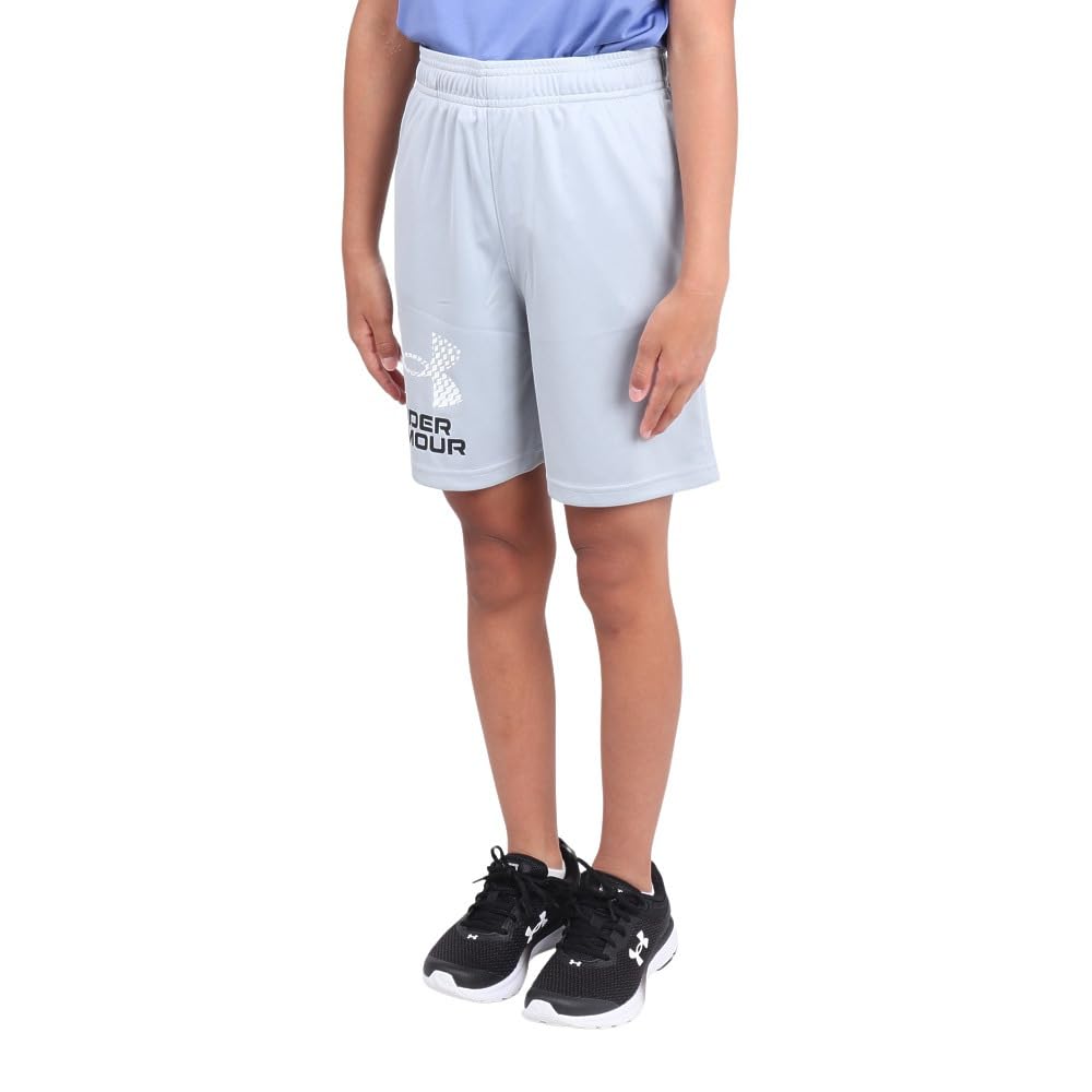 Under Armour Boys Tech Logo Shorts, (011) Mod Gray / / White, Medium