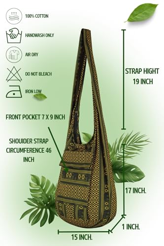 Your Cozy Boho Crossbody Bag for Women – Handmade Cotton Sling Bag Lightweight Unisex Travel Purse with Zipper (Naga03)