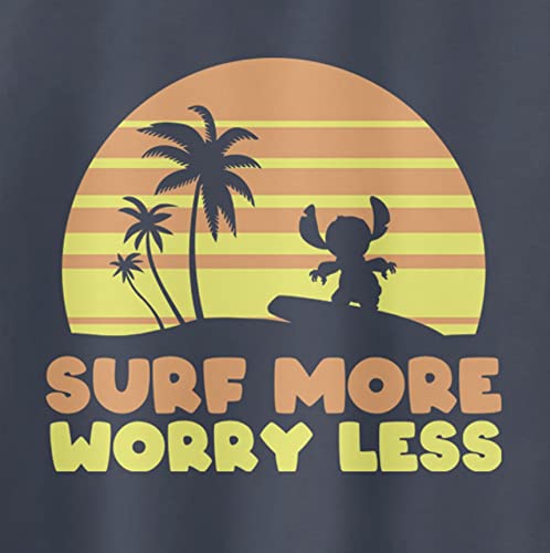 Disney Junior's Lilo Stitch SURF More Worry Less Slim Fit, Scoop Hem Racerback Tank, Indigo, X-Small